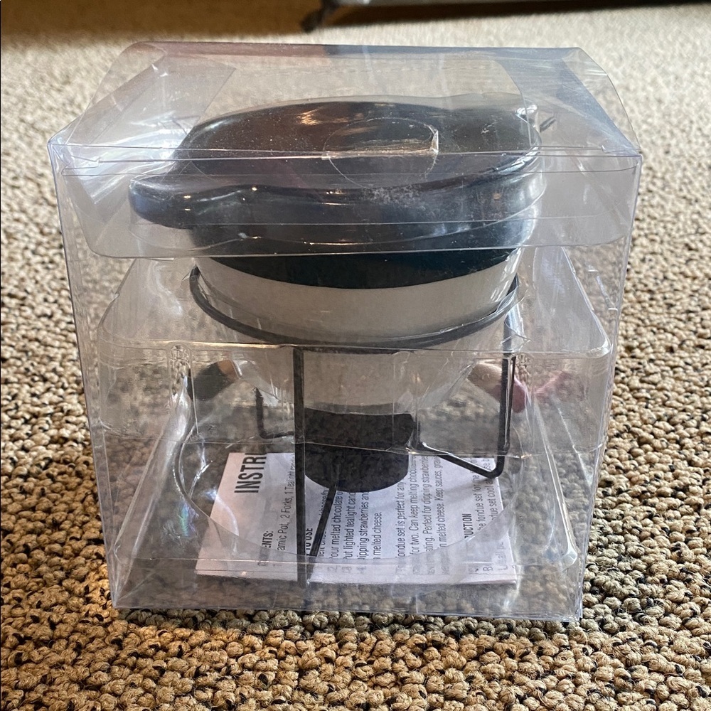 Green and White Mini Fondue Set